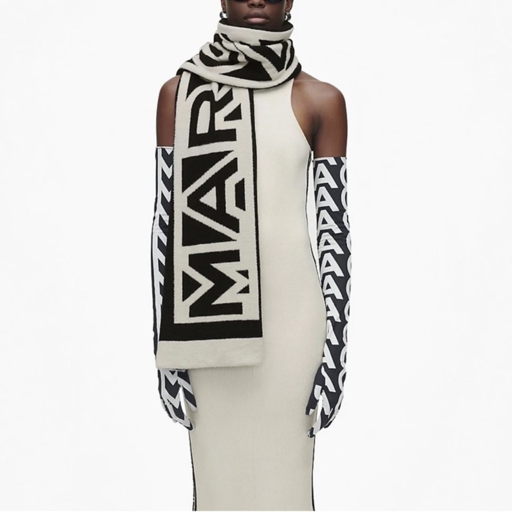 Marc Jacobs The Flock Logo Stripe Scarf